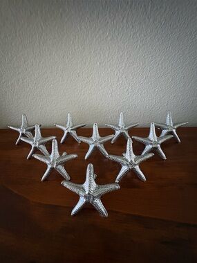 Lot of 10 Large 3” Starfish Polished Chrome  Coastal Cabinet Knobs /Pulls